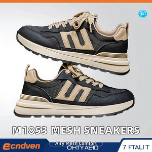 M1853 Men's Retro Spring/Summer Genuine Leather Mesh Breathable Casual Sport <b>Shoes</b> Running Thick Bottom Student Basketball - Product Image 2