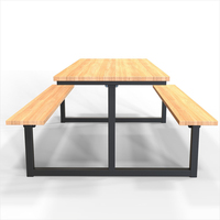 Table de pique-nique en bois, café, restauration rapide, boutique, restaurant extérieur, table d'extérieur avec 2 bancs public commercial