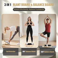Planche d'équilibre inclinée en bois avec bandes de résistance, étireur de mollets réglable, portable, pour la rééducation des jambes et l'entraînement à domicile