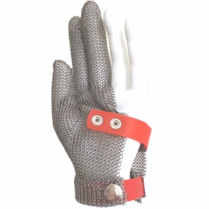 Guanti da Lavoro Protettivi in Acciaio Inox a Tre <span class=keywords><strong>Dita</strong></span> Anti-Taglio per Indumenti - Product Image 2
