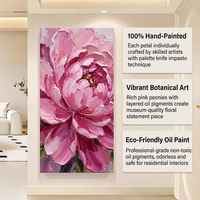 Cuadros Decorativos Pintados a Mano, Mural de Flores con Textura 3D, Ecológico, Marco Personalizado, Lienzo Acrílico Moderno de Gran Tamaño para Hotel y Hogar