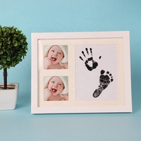 Nouveau kit d'empreintes de mains et de pieds sans encre, fait main, imperméable, pour bébé garçon ou fille, avec cadre photo pour souvenir