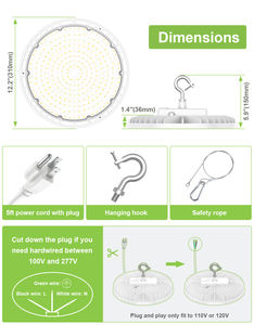 Lámpara LED UFO High Bay de 150W/120W/90W 100-277VAC BLANCA, regulable de 0-10V, para iluminación comercial e industrial, lámpara de almacén, luz High Bay. - Product Image 6