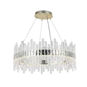 2023 Modern LED Luxurious Silver Foil Handcrafted Glass Round Chandeliers Pendant Lights