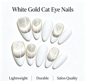 Uñas Postizas Francesas con Efecto Ojo de Gato, Acrílicas, Cobertura Total, para Dedos, 10 Piezas con Pegamento - Product Image 2