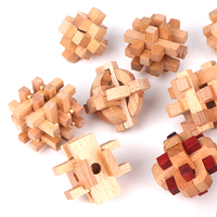 Mini Format Coloré QI Casse-Tête Jeu d'Intelligence et Jouets Puzzle 3D en Bois pour Enfants et Adultes