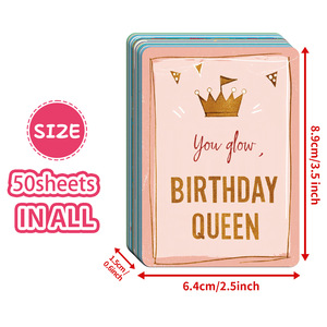 การ์ดอวยพรวันเกิดลายการ์ตูนข้ามพรมแดน 50 ใบ พร้อมข้อความอวยพรภาษาอังกฤษ พิมพ์สี มีสินค้าในสต็อก - Product Image 5