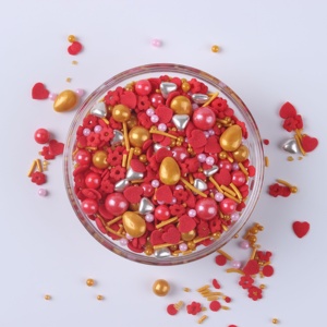 Lovebakery decorazioni torta di San Valentino a forma di cuore rosso per <span class=keywords><strong>oro</strong></span> commestibile e argento Confetti perle bottiglia di imballaggio per dessert - Product Image 4