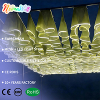Bande lumineuse LED en tissu pour plafond de mariage, 1M de long, 50cm de hauteur, voile vert, lumière blanche, toile de fond en tulle, décoration d'arche de fête, IP65