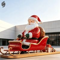 Sculpture personnalisée de Père Noël sur traîneau en fibre de verre de haute qualité pour la décoration des centres commerciaux en période des fêtes