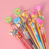 Emballage Individuel Crayon en Bois HB Dessin Animé Mine Noire Gomme Multicolore Papeterie Créative Mignonne pour Maternelle et Primaire
