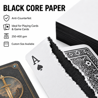 Carton de jeu de cartes à noyau noir 330/340/350/360/370 g/m² à haute opacité, adapté aux jeux de cartes professionnels