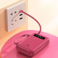 Nouveau Chargeur Portable 10000 mAh 10W Charge Rapide Mini Power Bank Écran LED 4 Câbles Intégrés Logo OEM Haute Capacité 20000 mAh