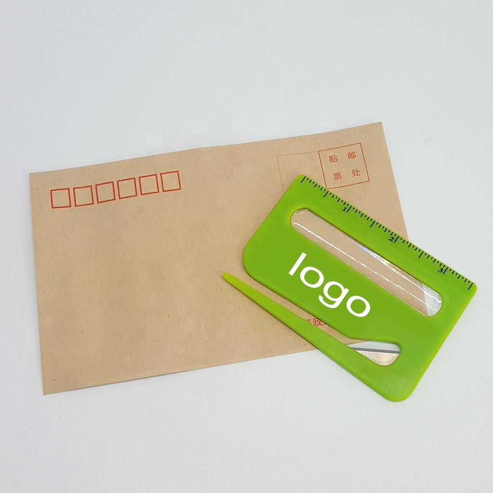 Подарочный пластиковый конверт с логотипом на заказ, открывалка для букв с линейкой и увеличительным стеклом для чтения