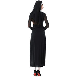 Halloween strega <span class=keywords><strong>suora</strong></span> adulto <span class=keywords><strong>vestito</strong></span> Sexy-abito da donna in poliestere per 4 pezzi con collana calzino foulard - Product Image 6