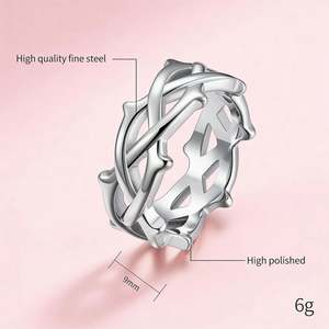 Anillo de Espinas Huecas de Acero Inoxidable, Anillo de Dientes de Dragón, Anillo de Espinas Huecas, Bague Epines Creuses - Product Image 5
