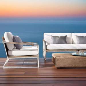 Nuevo Juego de Muebles de Jardín de Lujo para Patio, Sofá de Aluminio y Teca para Exteriores - Product Image 1