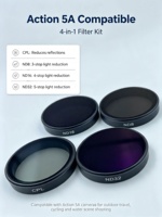 Kit de filtres pour objectif d'appareil photo 4-en-1 compatible Action 5A avec filtres ND et CPL, en verre, cadre en aluminium étanche