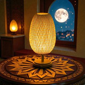 <b>Bamboo</b> <b>Table</b> <b>Lamp</b> Handwoven Minimalist Zen Bedside Light Home Decor Lighting OEM Supplier Vietnam Factory - Product Image 2