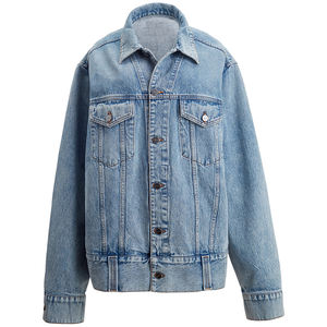 क्लासिक महिलाओं के ढीले फिट बटन-अप डेनिम जैकेट लाइट वॉश, आकस्मिक शरद ऋतु शैली से सजाए गए हीरे के लिए - Product Image 5