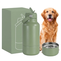 Distributeur d'eau portable personnalisé pour chiot, 1L (32oz), en acier inoxydable à double paroi isolé, 2-en-1, pour promenade en extérieur