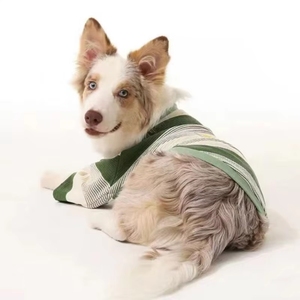 T-shirt rayé respirant et doux pour chien, vêtements rétro simples pour animaux de compagnie, tenue décontractée quotidienne pour chiens de taille moyenne à grande, Golden Retriever, Labrador - Product Image 3