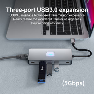 Concentrador USB Justlink 10 en 1 <span class=keywords><strong>con</strong></span> tipo C Dual HDMI 4K 60Hz VGA USB3.0 5Gbps puerto de red Gigabit 1000Mbps SD TF adaptador Audio-Stock - Product Image 2