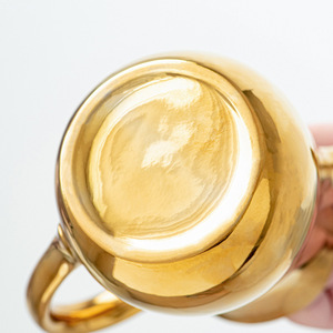 Carafe à café et thé en céramique arabe dorée 500 ml, théière en porcelaine avec couvercle doré, carafe à eau pour thé et café - Product Image 2