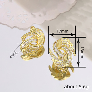 Orecchini a Perno in Metallo con Micro Incastonature a Spirale di Zirconi, Gioielli per Orecchie da Donna Unici e di Lusso Leggero - Product Image 3