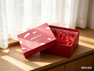 Red rigid lid and base gift box made of high quality cardboard with die cutting lamination and gold stamping process - Product Image 4