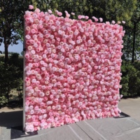 Großhandel 3D 5D Aufrollbare Blumenwand Seiden-Kunstblumen Rosa Weiße Blumenwand Luxuriöse Dekorative Blumenwand-Kulisse