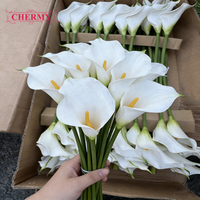 Dalian Chermy DC133 – Nouvelle fleur décorative populaire pour mariage, lys calla artificiel en EVA, toucher réel, blanc, pour la fête des mères