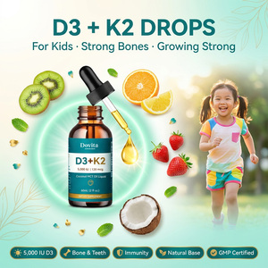 Gouttes de Vitamine D3 pour Enfants 1000 UI, Fabrication OEM aux États-Unis (GMP), pour la Croissance Osseuse, le Cerveau, l'Immunité, la Taille et les Dents, Végétalien, Sans OGM, ODM - Product Image 1