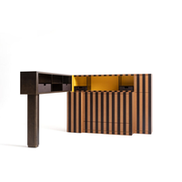 Meuble de bar pliable de luxe postmoderne à rayures FENDY, armoire à vin en bois multi-compartiments avec tiroirs cachés pour bar à domicile