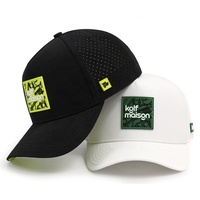 Topi Baseball HS41 Fashion Laser Cut Hole Perforated Stacked Hydro Custom 5 Panel Hydro Mesh Cap Style Trucker Hat