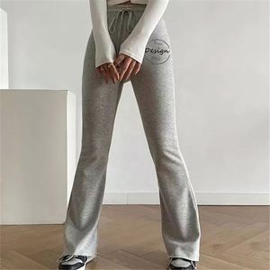 Hiver Femmes Taille Haute Cordon de Serrage Pantalon de Jogging Vente en Gros Polaire Coton Lourd Personnalisé Coupe Régulière Gym Casual Évasé Respirant - Product Image 5