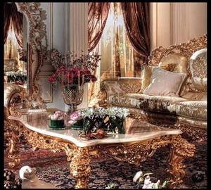 欧式全实木雕花沙发 欧式意式别墅家具丝绸布艺传统客厅套装 - Product Image 4