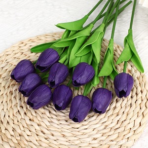 Mini-tulipes artificielles violettes en PU, décorations de mariage, ornements pour la maison, fleurs en soie, plantes artificielles - Product Image 3