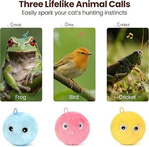 Pelotas de Juguete para Gatos con Sonido, Pelota de Juguete Interactiva de Felpa Mejorada, Sonidos Realistas de Animales, Funciona con Pilas y Activación por Movimiento - Product Image 2