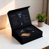 Boîte cadeau de rasoir magnétique de luxe avec logo personnalisé, boîte d'emballage de rasoir en carton rigide avec fermeture magnétique et insert en mousse EVA