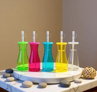Gobelets de fête pour enfants en plastique de 500 ml avec pailles – Élégants, en PET, pour l'extérieur, en forme de vase