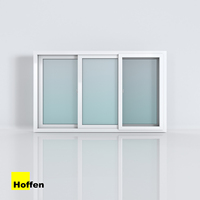 Fenêtre coulissante double Hoffen Pro en alliage d'aluminium et PVC, 180x110, blanche, avec moustiquaire, étanche et isolante thermiquement, pour extérieur