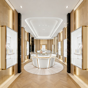 LUX Modern Elegance Illuminated Custom Jewelry Displays in Cream Lacquer with Recessed Warm LED Lighting - Product Image 2