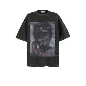 เสื้อยืดแนวสตรีทในเมืองสำหรับผู้ชายเสื้อยืดถักหนัก300ก. ผ้านิ่มสไตล์วินเทจซักได้พอดีตัวมีลาย3D แห้งเร็ว - Product Image 4