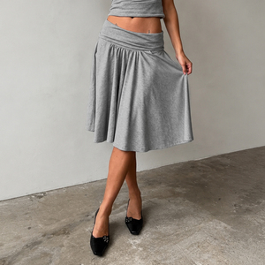 Jupe plissée unie pour femme, coupe trapèze, longueur genou, taille naturelle, avec poches, ample, décontractée, respirante, écologique, pour le bureau et le travail estival - Product Image 5
