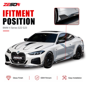 Extensions de jupes latérales style SQ en véritable fibre de carbone pour <span class=keywords><strong>BMW</strong></span> Série <span class=keywords><strong>4</strong></span> G22 G23 G26 M440i Coupé Cabriolet <span class=keywords><strong>Gran</strong></span> Coupé 2021+ - Product Image 5
