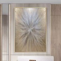 Haute qualité Original nordique abstrait argent ligne dorée Texture mur Art moderne peint à la main peinture à l'huile oeuvre