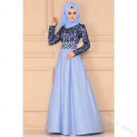 Abaya musulmane pour femmes, manches longues, jupe longue, col rond, robe de prière modeste pour tous les jours