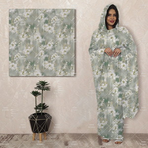 Vestido de novia sudanés Toub para mujer, estampado Floral personalizado para tela de algodón de gasa suiza, Persa ligero de inspiración elástica - Product Image 5