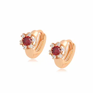 S00167293 Xuping Jewelry simple and fashionable 18K gold Lady's High sense design red ear clip earrings